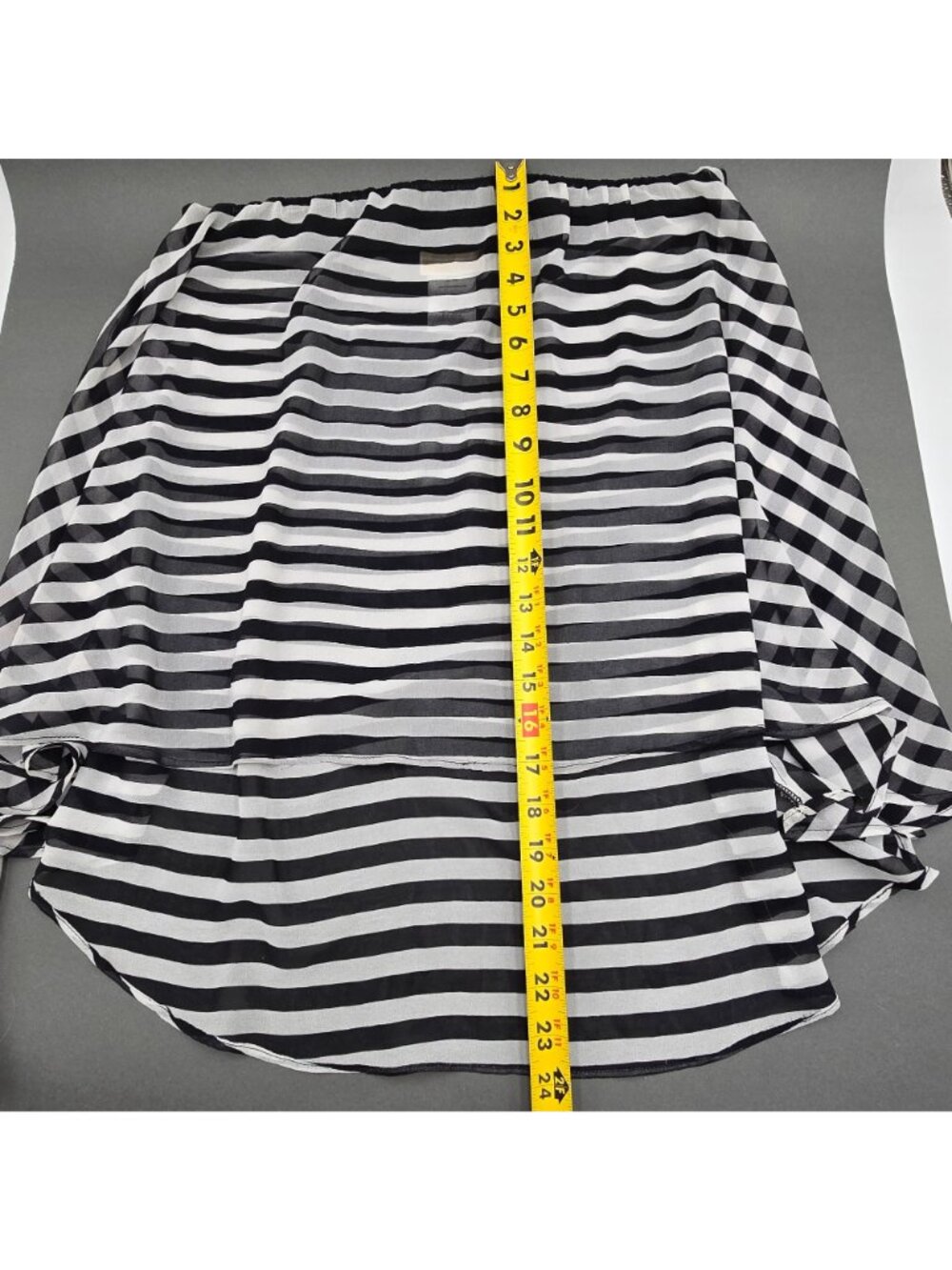 Michael Kors Swim Skirt Coverup Large Black White Stripe Sheer Hi Low - Picture 7 of 7